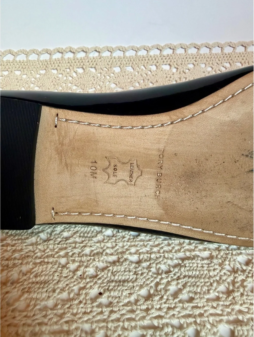 Tory Burch Navy Blue Patent Leather Logo Ballet Flats Women’s Size 10M